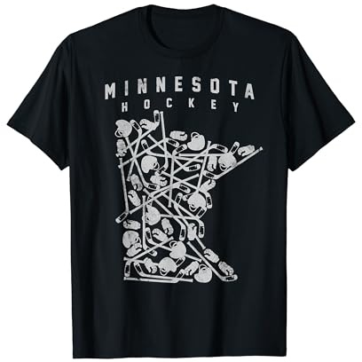 Minnesota Hockey Shirt Sticks Gloves Helmets State Tee