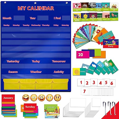 Calendario y tabla meteorológica de bolsillo con 148 tarjetas, (108 tarjetas ilustradas de actividades, 40 tarjetas flash borrables en seco y 3 ganchos de 71 cm x 90 cm, versión inglesa)