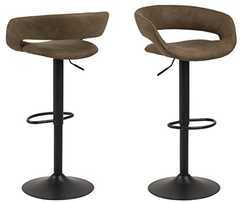 AC Design Furniture Jack Barhocker 2er Set, H: 104 x B: 54,5 x T: 48,5 cm, Hellbraun/Schwarz, Stoff/Metall, 2 Stk.