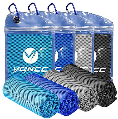YQXCC Cooling Towels | 4 Pack 100x30 cm | Cool Cold for Neck and Face | Microfiber Soft Breathable Chilly | for Sport, Yoga, Golf, Gym, Camping, Running, Workout & More Activities