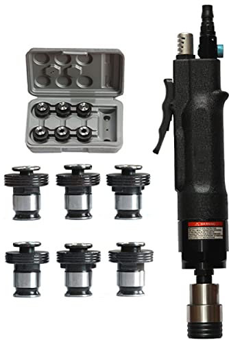 M3 M3-M12 Machine De Taraudage Pneumatique + 6 Chucks,Tappeur Pneumatique à TêTe Auto-VerrouilléE,Machine à Taper D'Air à Main Pour Tapisser L'Acier, Le Fer,Le Cuivre,L'Aluminium,Le Plastique,B