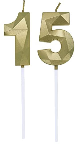 Birthday Number Candle, 1st or 5th or 15th or 51th Birthday Candles for Cake Birthday Decorations Happy Birthday Cake Topper Cake Candles, for Anniversary Wedding Party Celebration Supplies (Gold)
