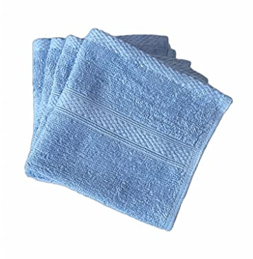 Lyra Linens - Tvättlappar i 100 % egyptisk bomull med ansikte - Förpackning med 2 eller 4 ansiktshanddukar, 30 cm x 30 cm fyrkantig, snabbtorkande och absorberande sminkborttagningsdukar, gymhanddukar (koboltblå, 4)