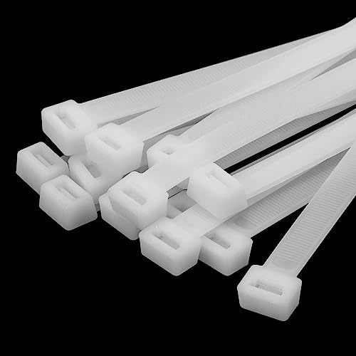 Armpow Pack of 40 12 x 500 mm UV-Resistant Nylon Cable Ties with Slider - 114 kg / 250 lbs Tensile Strength, White, 12*500-W
