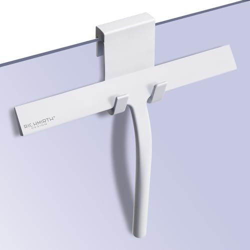 RICHMIRTH Duschabzieher Set 28 cm - Silikon Duschwischer Fensterabzieher Badezimmerwischer Glasabzieher Dusche mit Edelstahl (weiß)