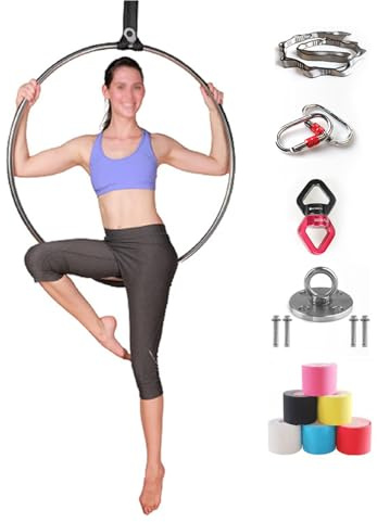 ROGHA Cerchio Aereo Professionale 85/90CM Acciaio Inox Kit Cerchio Aereo Cerchio Acrobatico Cerchio Danza Aerea Attrezzature Circo,85cm-2.5cm