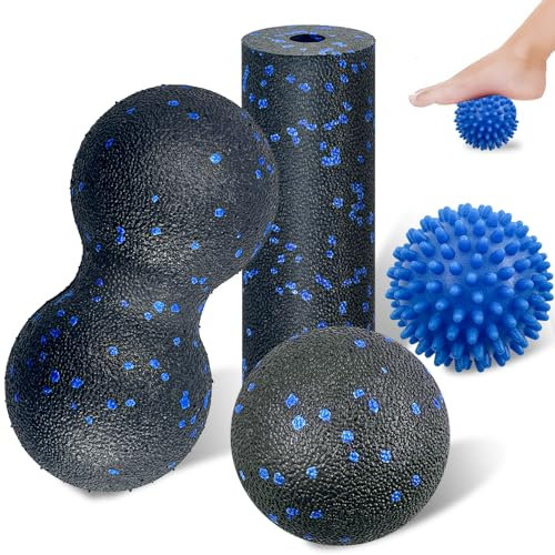 4 Stück Faszienball Set, Blackroll Ball, Faszienrolle Klein,Massagebälle Igelball Fußmassage und Duoball Massageball für Wirbelsäule Rücken Nacken Fuß,Faszientraining DurchfüHren, Schmerzen Lindern
