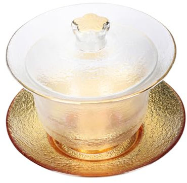Ciieeo Soupière Tasse Thé Verre Cristal Doré Bol à Thé Résistant Chaleur Set Pour Maison Et Restaurant Tasse De Artisanale Épaisse Et Non Brûlante