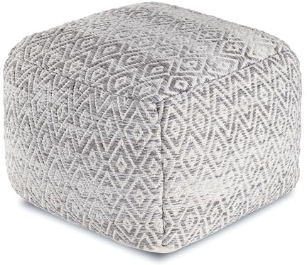 Anji Mountain Pouf Ottoman Foot Rest, Handmade Ottoman Pouf, Comfortable Foot Stool, Decorative Floor Seating for Living Room Decor, Bedroom & Home Décor Accent - Sliver