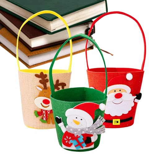 Sacchetti natalizi per cioccolatini, 27 x 13 cm, 3 pezzi, a lunga durata, per bambini, feste invernali, biscotti, snack, cracker, caramelle