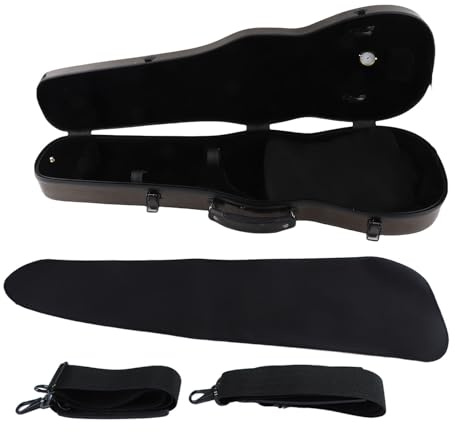 RASTKY Étui Léger et Portable en Carbone pour Violon avec Hygromètre - Remplacement de la Boîte à Violon Comprenant des Sangles et Une Housse en Coton pour la Protection et la commodité (Café)