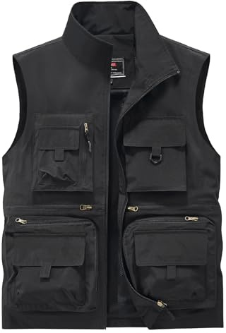OlyljpinZ Gilets de Pêche pour Homme Multi-Poches Gilet de Plein air À Séchage Rapide Gilet Sport Sans Manche Veste Été Léger Respirant Loisirs Reporter Manteau Chasse Camping Gilet de Photographie