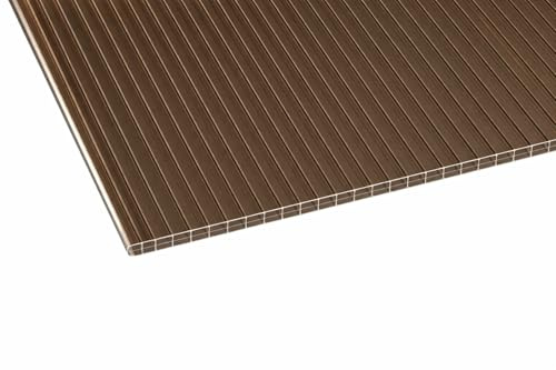 Premium Stegplatte aus Polycarbonat in Bronze – 16 mm Hohlkammerplatte, UV-beständig, Schlagfest & Witterungsbeständig für Terrassenüberdachung, Carport & Gewächshaus (98x300 cm)