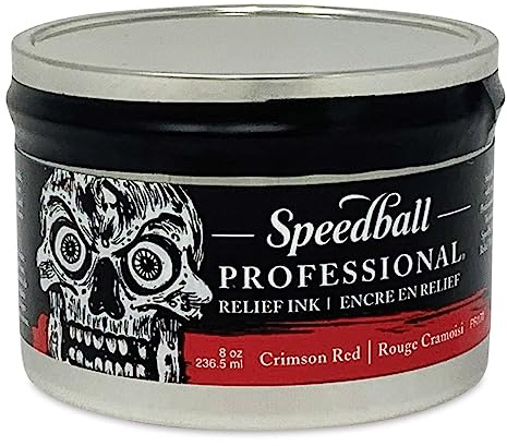 Speedball 8oz Professional Relief Ink Crimson Red, For Block, Relief Printing, Linocut, Wood Cutting, Oil-Based