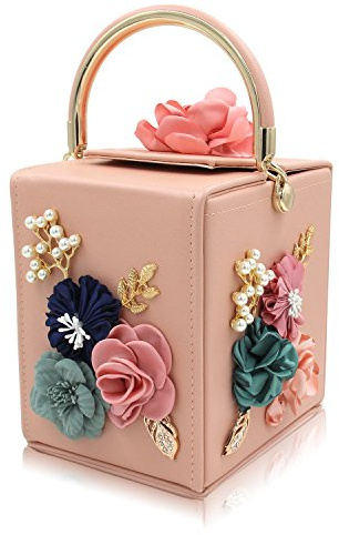 Milisente Women Flower Clutches Evening Bag Purse Handbag for Wedding (Light Pink)