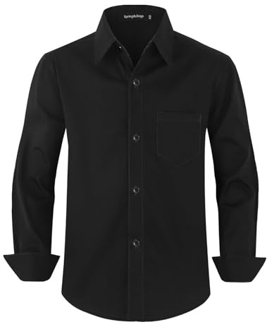 Spring&Gege Chicos Uniforme Manga Larga Abotonar Camisa para Niño (3-14 Años)