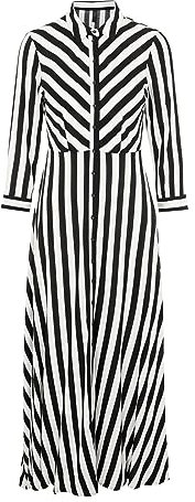 Y.A.S Damen YASSAVANNA Long Shirt Dress S. NOOS Kleid, Black/Stripes:W White Stripes, XL