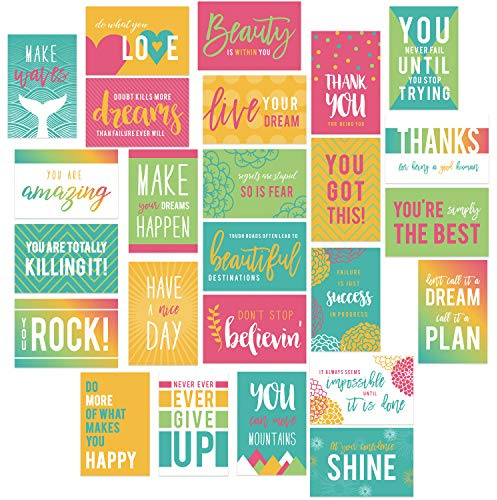 Canopy Street Motivational Quote Postcards / 25 Inspirational Postcards / 4 x 6 Encouraging Note Cards/Uplifting Bright Card Designs/Made In The USA