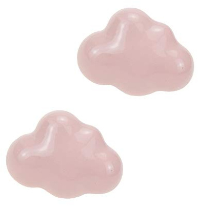 Quluxe Lot de 2 poignées d'armoire en céramique - Boutons de tiroir - Boutons de placard en forme de nuage pour cuisine, chambre d'enfant, placards, boîte de rangement de jouets, bibliothèque - Rose