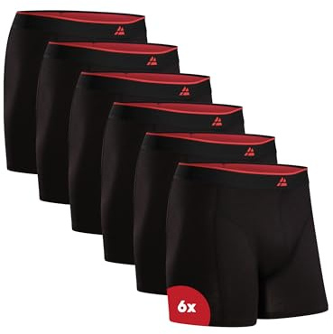 DANISH ENDURANCE Calzoncillos Hombre Boxer de Bambu, con o Sin Bragueta, Suaves y Elásticos, 6 Pack, Negro, 4XL