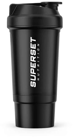 SUPERSET NUTRITION - Shaker (500ml) Shaker e Bottiglie d'Acqua - Scuotitore con Scomparto