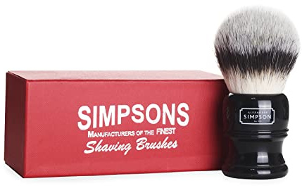 Alexander Simpsons Trafalgar 3 Black Shaving Brush - T3 Synthetic High Density Fibre Handle - Simpson Shaving Brushes - Wet Shave Deluxe Thick & Luxurious Lather Dense Extra Soft Bristles