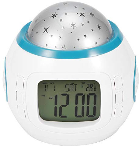 Proiettore 2 in 1 Sveglia Sveglia con Display LCD Funzione di proiezione della Luce e 10 Melodie per Studenti in Camera da Letto Adatto per Sala Studio Bambini