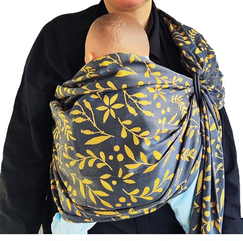 Shabany® - Ring Sling Sling - 100% Organic Cotton - Baby Belly Carrier for Newborns Toddlers up to 15 kg - Includes Baby Wrap Carrier Instructions - Anthracite (Noble)