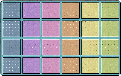 Flagship Carpets Happy Squares Educational Area Rug for Kids Room Seating Décor, Children's Classroom, Play Carpet for Teaching and Playroom, Seats 24, 7'6x12', Multi-Color