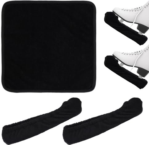 NQEUEPN 1 Paar Schlittschuhschützer, Eiskufenschutz Schutz mit Handtuch Hockey Eiskunstlauf-Schutz Schlittschuh-Zubehör für Kinder Erwachsene Teenager Frauen Männer Jungen Mädchen (Schwarz)