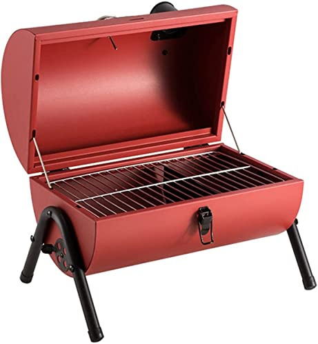 CRBUDY Gril à gaz Gril à Charbon Portable Gril de Fumoir Pliant, Barbecue de Table Gril à Charbon de Bois pour Camping en Plein air Jardin arrière-Cour (Rojo A)