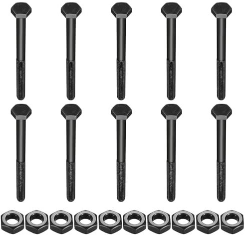 10 Pièces M10 Boulons et Ecrous, M10 x 120 mm Boulons Hexagonaux avec écrous, vis de machine, Galvanisées Vis Hexagonale Partiellement Filetés