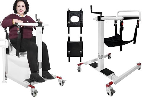 AIBOTY Sollevatore per Pazienti a Domicilio, Regolazione Altezza/Larghezza, Sedia a Rotelle Portatile per Trasferimento dei Pazienti, Sedia di Trasferimento dal Letto alla Toilette per Anziani