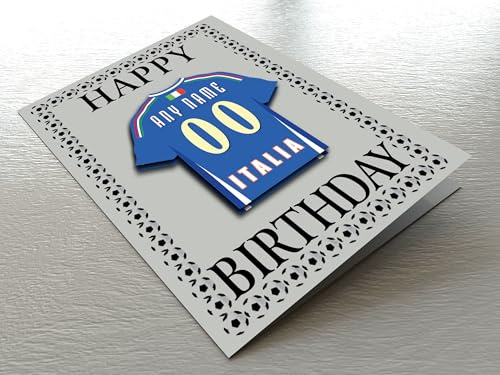 ITALY FOOTBALL BIRTHDAY CARD – CUSTOMISED INTERNATIONAL FOOTBALL SHIRT THEMED FRIDGE MAGNET BIRTHDAY CARD - THE BEST A FAN CAN GET!