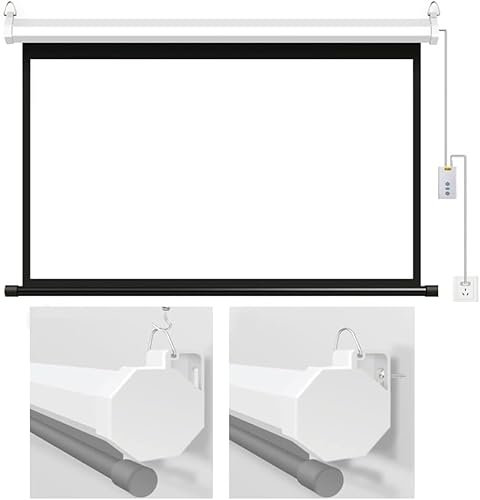 WaiDXn Pantalla de proyección motorizada for Exteriores e Interiores Pantalla de Cine HD Montaje en Pared o Techo con Control Remoto(Aspect Ratio 16:9)