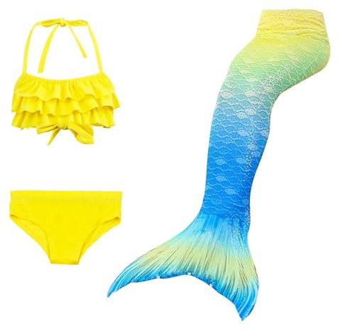 BMKKTOP meerjungfrauenflosse mädchen Decke 170 Badeanzug 134 Katze meerjungfrau Leggings Kinder Meerjungfrauen-Badeanzug Slip haarreif 150 Bikini 146/152 für Wasser schwimmweste 3-6 Jahre 98/104