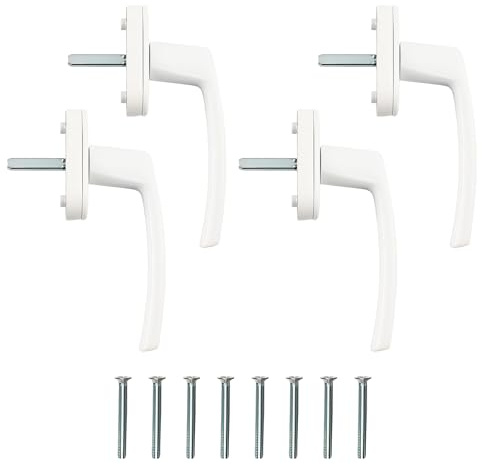 Ownkim 4 pcs Manilla para Ventanas Practicables de Aluminio con Cerradura de Seguridad y Protección Infantil, Adecuada para Ventanas y Puertas, Distancia Entre Orificios de 43 mm