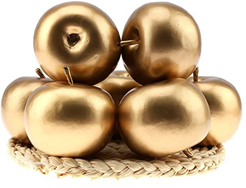Gresorth 6 PCS Artificial Gold Apple Fake Apples Fruit Home Party Christmas Decoration