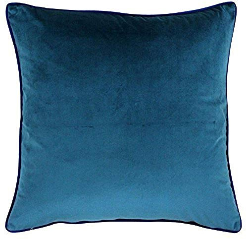 Riva Paoletti Meridian - Copricuscino Quadrato con Bordi a Contrasto, Effetto Velluto, Lavabile in Lavatrice, 100% Poliestere, 55 x 55 cm, Colore: Foglia di tè, 55 x 55 cm