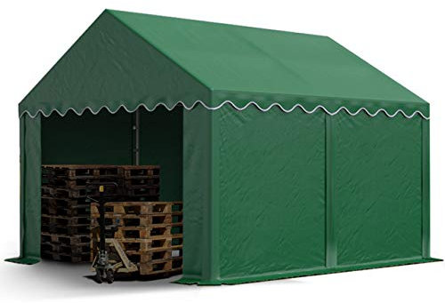 TOOLPORT Tente de Stockage 3x4 m Hangar, bâches en PVC 800 N imperméable abri de pâturage avec Cadre de Sol, Vert foncé