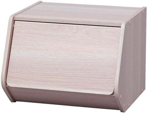 Iris Ohyama, Regal, Aufbewahrungs Boxen aus Holz, Beistellmöbel, 1 Klapptür, Vielseitig, Stapelbar, Büro, Schlafzimmer, Wohnzimmer - STB-400D - Hellbraun