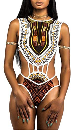 Dam tribal tryck baddräkt bikini afrikansk metallisk badkläder baddräkt push-up axelbandslös en del Monokini Trikini badkläder strandkläder YY-8901