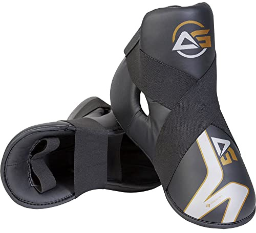 Stivaletti Protettivi per Kickboxing, Karate e Taekwondo – Protezioni Piede Semi-Contact per Bambini e Adulti – Imbottiti, Leggeri e Regolabili per Allenamento e Sparring (Small)