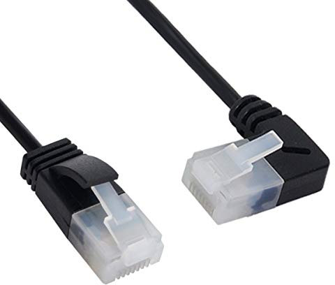 xiwai Cable de red Ethernet RJ45 ultra delgado Cat6 en ángulo recto a recto UTP cable de conexión 90 grados Cat6a LAN para ordenador portátil, router TV Box (3 m)