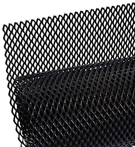 AggAuto 100x33cm Noir grille de course, Taille du trou de Losange de 6×12mm, grille en aluminium, universels grille de radiateur de voiture