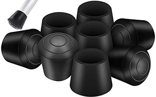 20 Paquet Embouts de protection de chaise, Caoutchouc, Rond Protege Pied de Chaise, noir, Diamètre intérieur (15 mm - 16 mm)