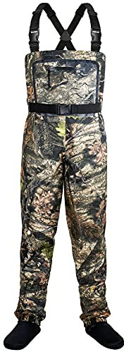 Dark Lightning Atmungsaktive isolierte Wathose für Damen und Herren, perfekt für 4 Jahreszeiten, zum Fliegenfischen, Strümpfe, Wathose (Camo, Medium)