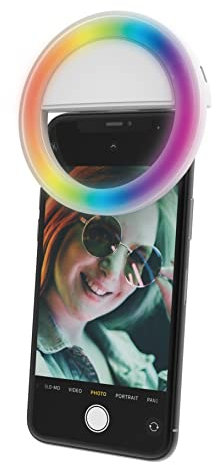 DigiPower Anillo de luz RGB para Selfie, 36 LED, 3 Niveles de Brillo, Recargable por USB, para Smartphones, transmisión en Directo, Maquillaje, Youtube, TikTok y Vlogging, Color Blanco