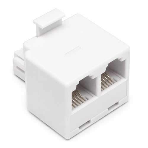RJ11 Plug to 2 Way RJ11 Sockets Adapter Dual Cable Splitter, 4 Wires, 4P4C