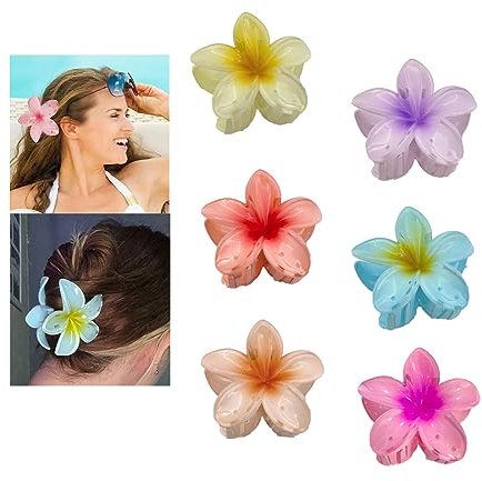 Zixrmor6 Stück Blumen Haarspangen, Niedliche Gelée Farbe Haarklammern ， Große Haarklammer Blume für dickes Haar, starker Halt haarklammer, blumen klammer für Frauen, Mädchen(Flower clip)